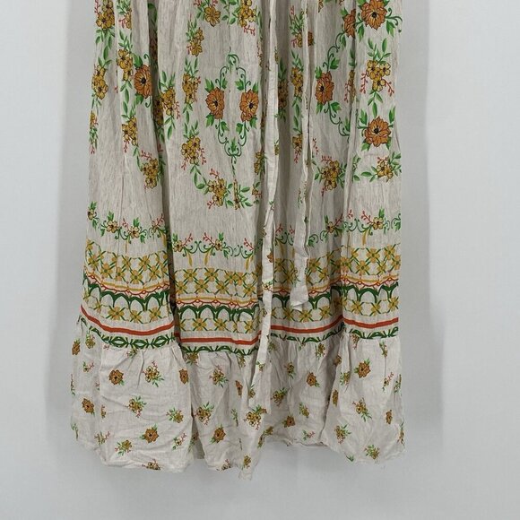 Fig & Flower Size Large Floral Print Linen Blend Short Sleeve Midi Dress Prairie - Picture 11 of 16